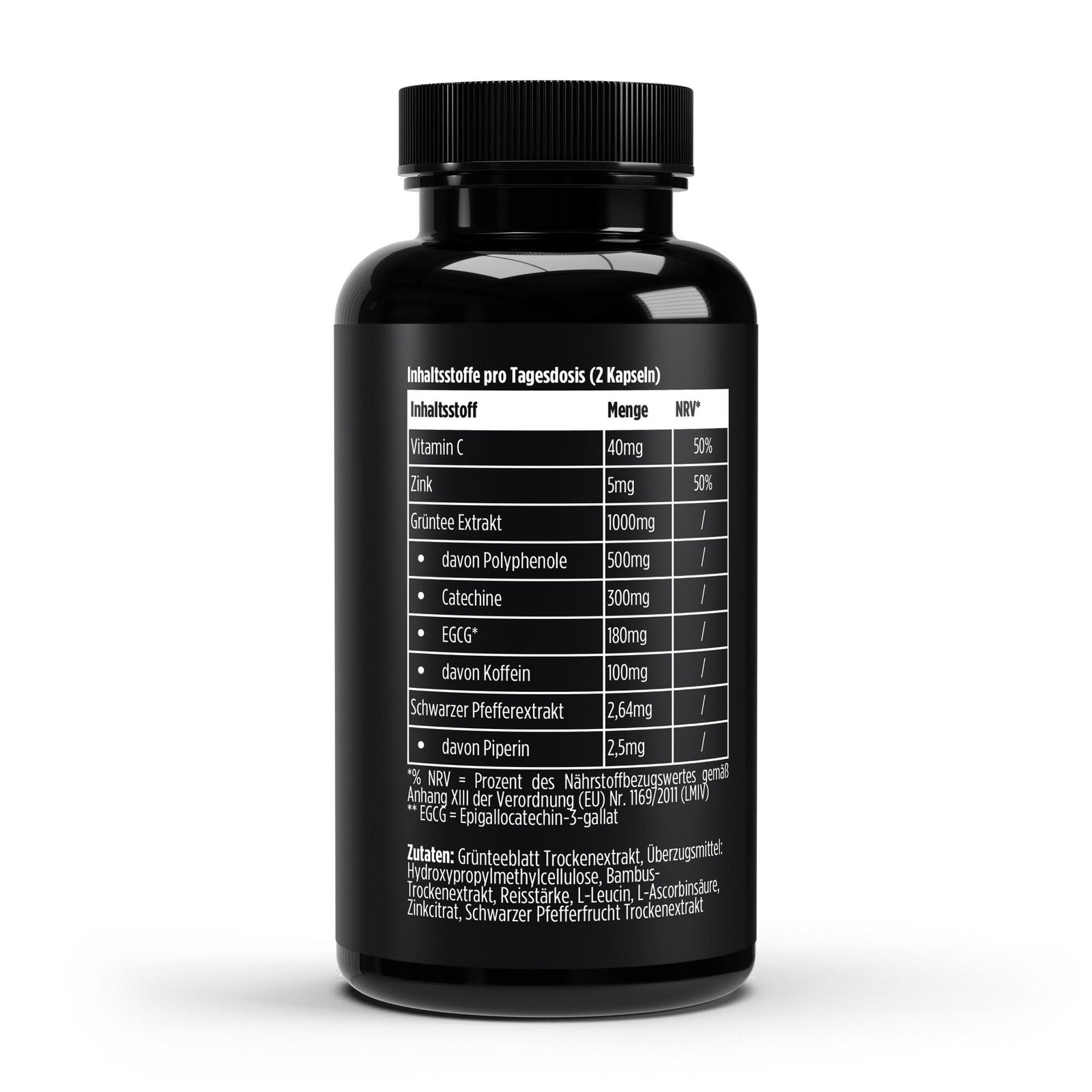 Green Tea Extract 1000 mg + Zinc/C/Piperine - 180 Vegan Capsules