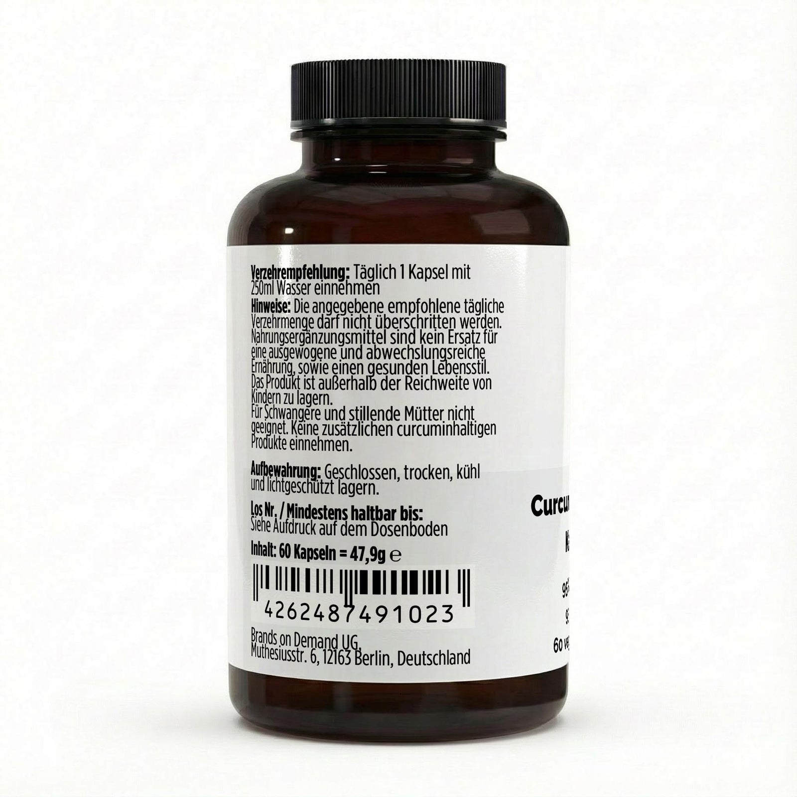 Turmeric (95% Curcumin) + Piperine - 60 vegan capsules